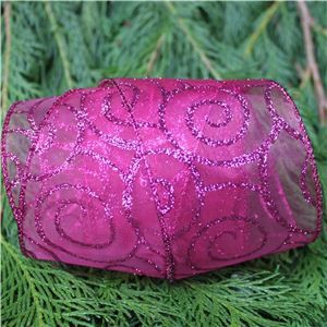 Christmas Ribbon - Glitter Swirls/Pink